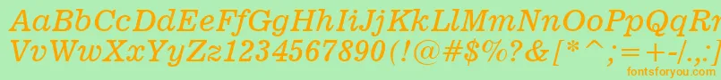 Шрифт News701ItalicBt – оранжевые шрифты на зелёном фоне