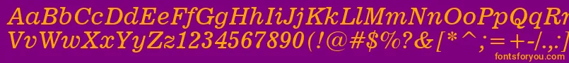 News701ItalicBt Font – Orange Fonts on Purple Background