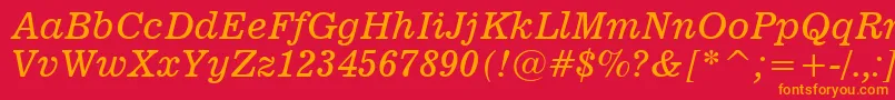 News701ItalicBt Font – Orange Fonts on Red Background