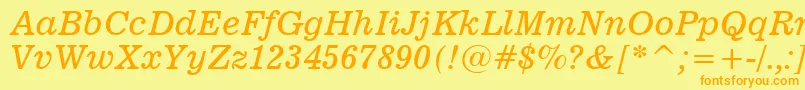 News701ItalicBt Font – Orange Fonts on Yellow Background
