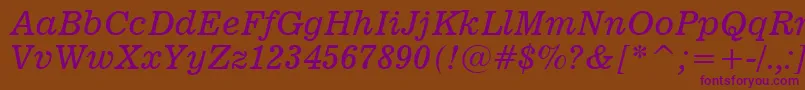 News701ItalicBt Font – Purple Fonts on Brown Background