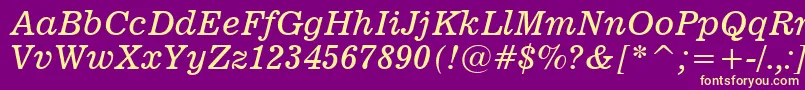 News701ItalicBt Font – Yellow Fonts on Purple Background