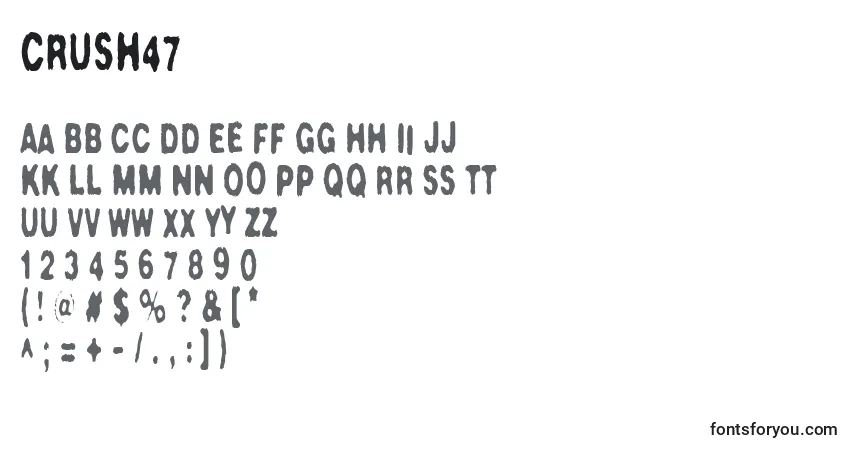 A fonte Crush47 – alfabeto, números, caracteres especiais