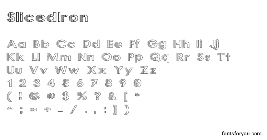 Schriftart SlicedIron – Alphabet, Zahlen, spezielle Symbole