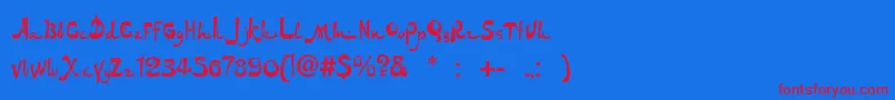 Arab3end-Schriftart – Rote Schriften auf blauem Hintergrund