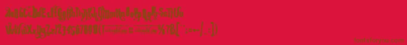 フォントRebelPixyBouncyFree – 赤い背景に茶色の文字