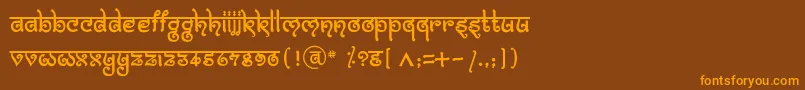 フォントBitlingmokshRegular – オレンジ色の文字が茶色の背景にあります。