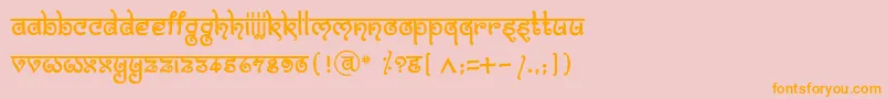 フォントBitlingmokshRegular – オレンジの文字がピンクの背景にあります。