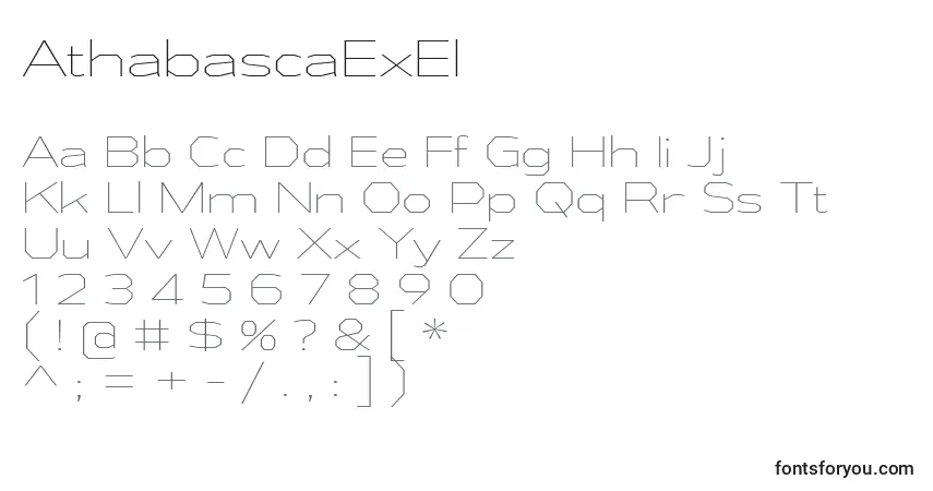 Schriftart AthabascaExEl – Alphabet, Zahlen, spezielle Symbole