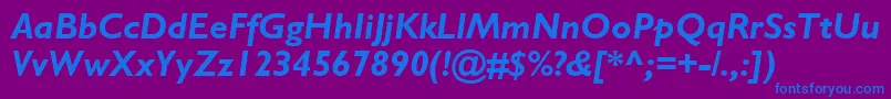 GillSansBoldItalic Font – Blue Fonts on Purple Background