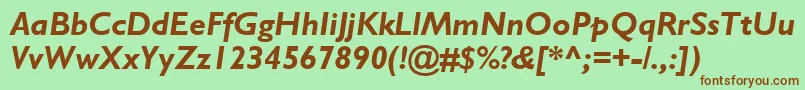 GillSansBoldItalic Font – Brown Fonts on Green Background