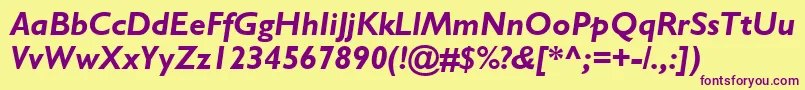 GillSansBoldItalic Font – Purple Fonts on Yellow Background