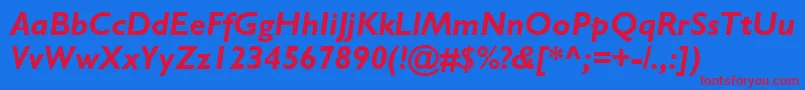 GillSansBoldItalic-Schriftart – Rote Schriften auf blauem Hintergrund