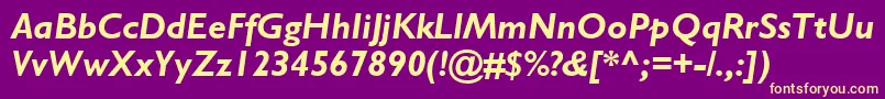 GillSansBoldItalic Font – Yellow Fonts on Purple Background