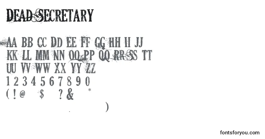 A fonte Dead Secretary – alfabeto, números, caracteres especiais