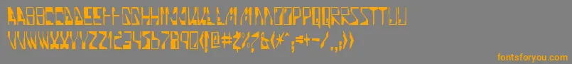 フォントQuinolin – オレンジの文字は灰色の背景にあります。