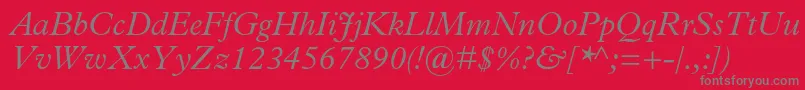 PlantinstdLightitalic Font – Gray Fonts on Red Background