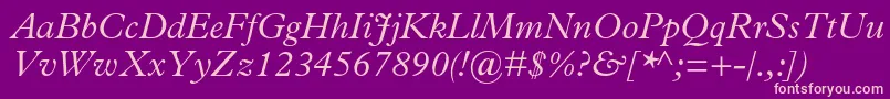 PlantinstdLightitalic Font – Pink Fonts on Purple Background