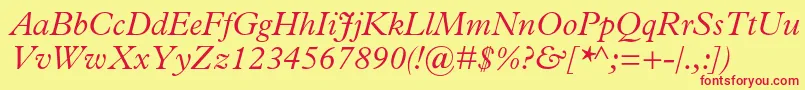 PlantinstdLightitalic Font – Red Fonts on Yellow Background