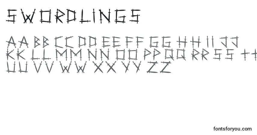 Schriftart Swordlings – Alphabet, Zahlen, spezielle Symbole