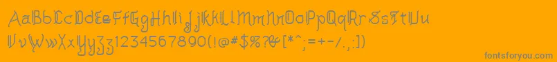 Akashimf-Schriftart – Graue Schriften auf orangefarbenem Hintergrund