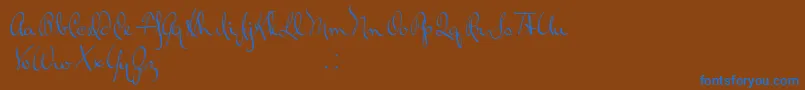 RalphWalker-Schriftart – Blaue Schriften auf braunem Hintergrund