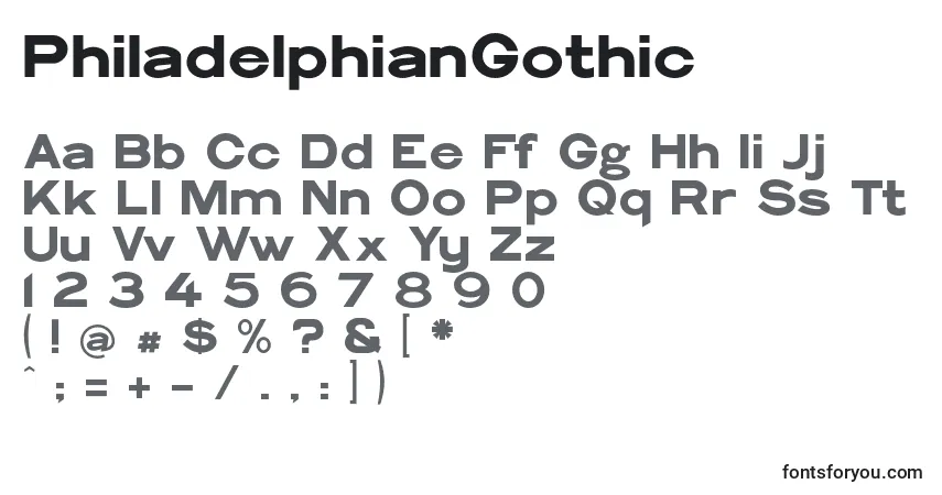 Шрифт PhiladelphianGothic (9665) – алфавит, цифры, специальные символы