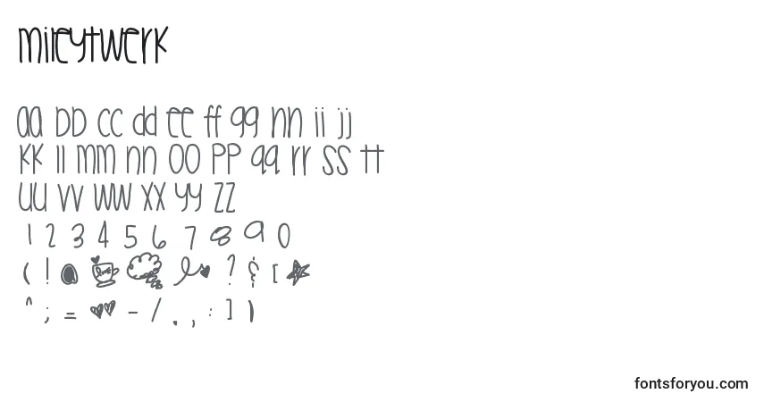 Mileytwerk Font – alphabet, numbers, special characters