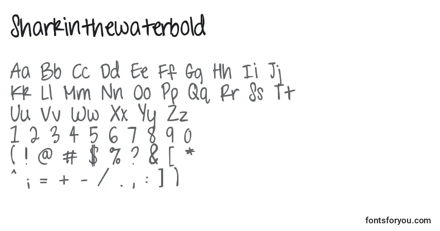 A fonte Sharkinthewaterbold – alfabeto, números, caracteres especiais