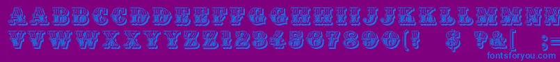 DsMoulinRougeBright Font – Blue Fonts on Purple Background