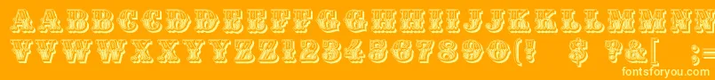 DsMoulinRougeBright Font – Yellow Fonts on Orange Background