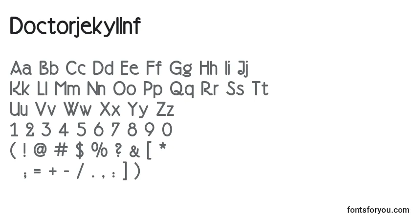 A fonte Doctorjekyllnf (96656) – alfabeto, números, caracteres especiais