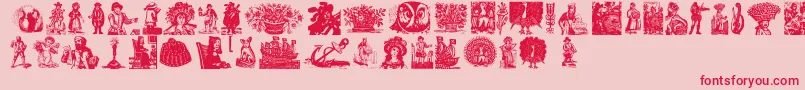 Waswoodcuts-Schriftart – Rote Schriften auf rosa Hintergrund