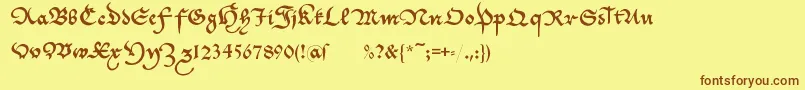 フォントCantzleyad1600 – 茶色の文字が黄色の背景にあります。