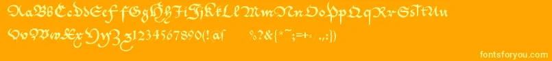 Cantzleyad1600-Schriftart – Gelbe Schriften auf orangefarbenem Hintergrund