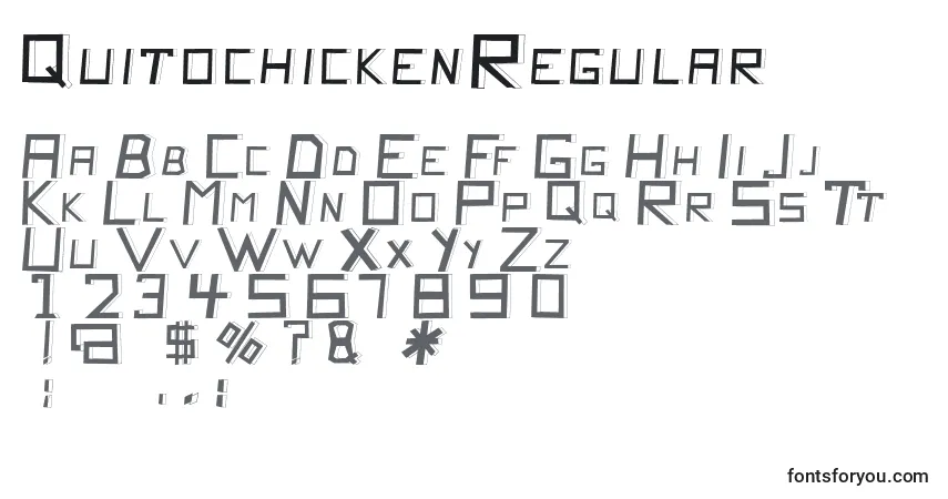 Czcionka QuitochickenRegular – alfabet, cyfry, specjalne znaki