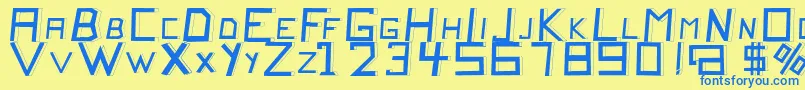 QuitochickenRegular Font – Blue Fonts on Yellow Background