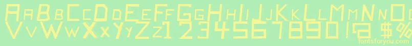 Czcionka QuitochickenRegular – żółte czcionki na zielonym tle