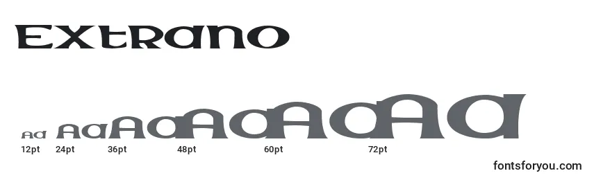 Размеры шрифта Extrano