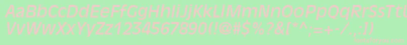 AntiqueolivestdItalic-Schriftart – Rosa Schriften auf grünem Hintergrund