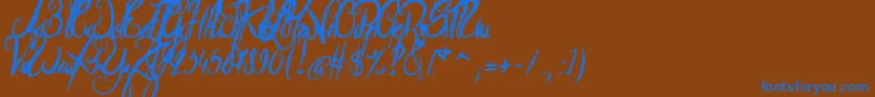 ElegantDragonBold-Schriftart – Blaue Schriften auf braunem Hintergrund