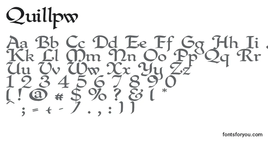 Czcionka Quillpw – alfabet, cyfry, specjalne znaki