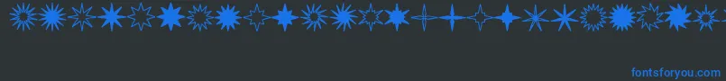 StarsSplatsArrows-Schriftart – Blaue Schriften auf schwarzem Hintergrund