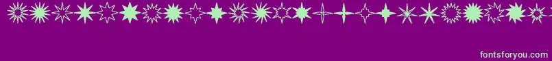 StarsSplatsArrows-Schriftart – Grüne Schriften auf violettem Hintergrund