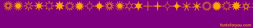 StarsSplatsArrows-Schriftart – Orangefarbene Schriften auf violettem Hintergrund