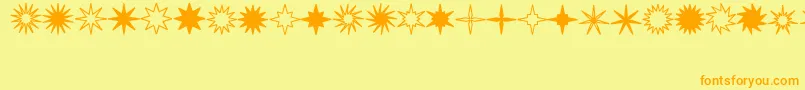 StarsSplatsArrows-Schriftart – Orangefarbene Schriften auf gelbem Hintergrund