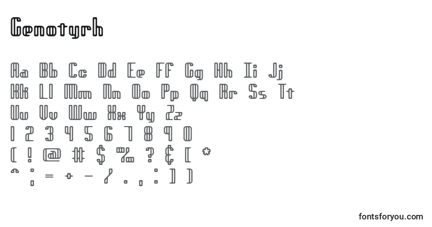 A fonte Genotyrh – alfabeto, números, caracteres especiais