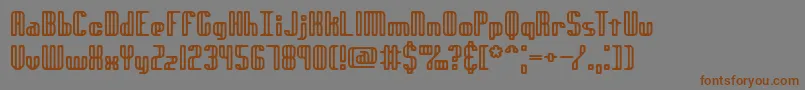 フォントGenotyrh – 茶色の文字が灰色の背景にあります。