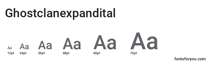 Размеры шрифта Ghostclanexpandital