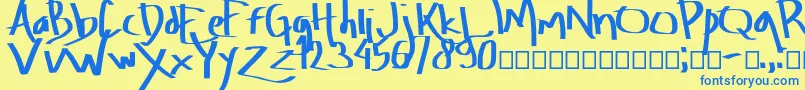 Amburegul-Schriftart – Blaue Schriften auf gelbem Hintergrund